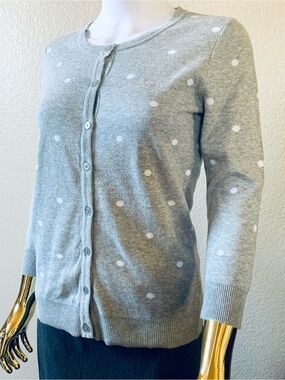 Merona Light Gray Cardigan with White Polka Dots